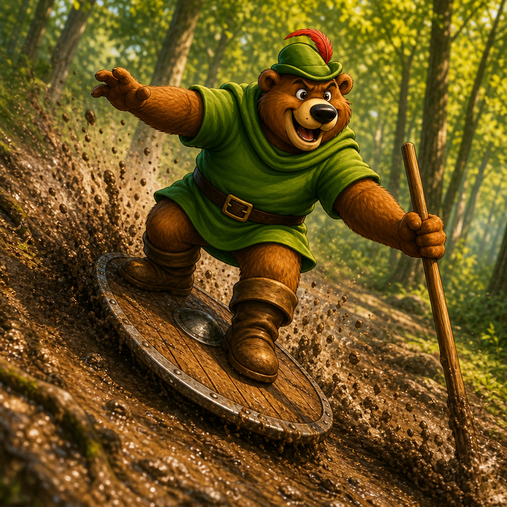 Little John surfing through mud